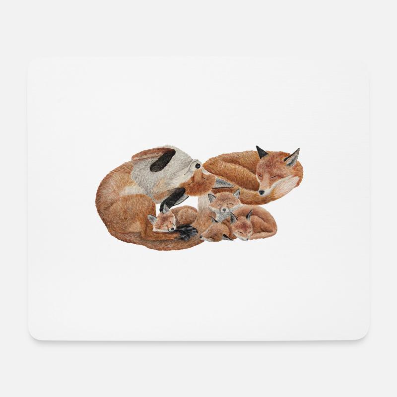 Kuschelige Fuchs Familie - Mousepad (Querformat) - Weiß