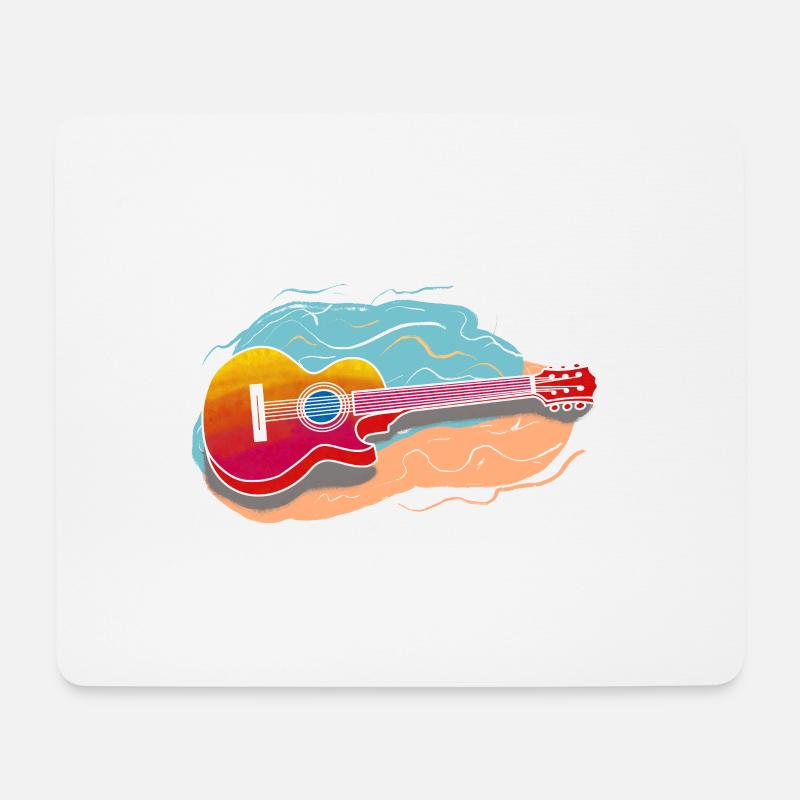 Gitarre in Sommerfarben - Mousepad (Querformat) - Weiß