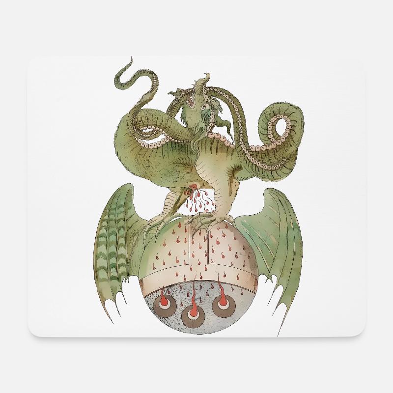 Mittelalter Drache - Mousepad (Querformat) - Weiß