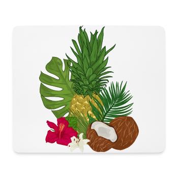 Tropisches Bouquet hinterlässt Kokosnussananas - Mousepad (Querformat) - Weiß - Vorne