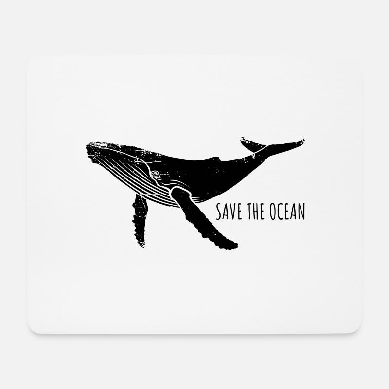 Save the ocean - Wal - Buckelwal - Geschenk - Mousepad (Querformat) - Weiß