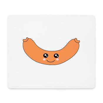 Kawaii, Wurst, Würstchen, Metzger - Mousepad (Querformat) - Weiß - Vorne