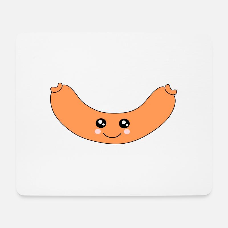 Kawaii, Wurst, Würstchen, Metzger - Mousepad (Querformat) - Weiß