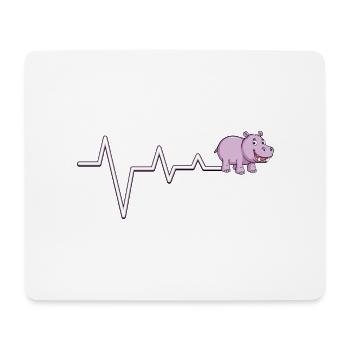 Pink Hippo Puls EKG-Grafik - Mousepad (Querformat) - Weiß - Vorne