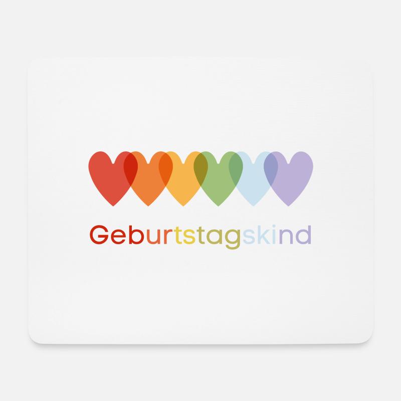 Geburtstagskind Regenbogen-Herzen - Mousepad (Querformat) - Weiß