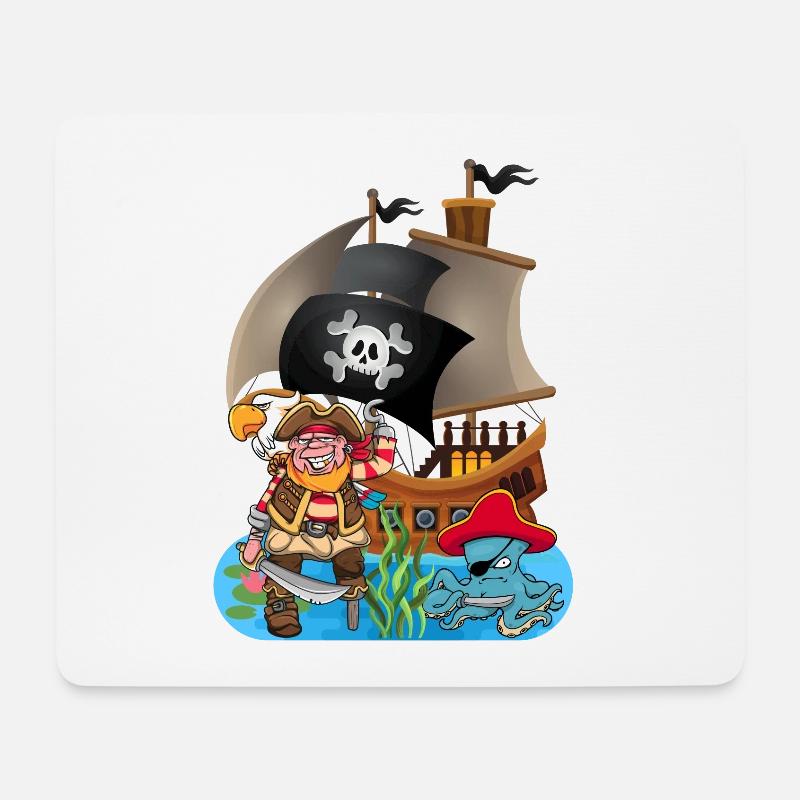 Pirat mit Krake als Piraten kostüm - Mousepad (Querformat) - Weiß