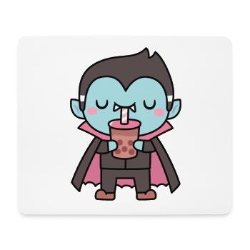 Mignon petit vampire buvant du thé à bulles - Tapis de souris (format paysage) - blanc - Devant