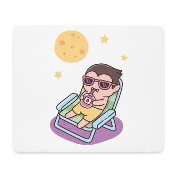 Vampire mignon se relaxant et appréciant le bain de lune - Tapis de souris (format paysage) - blanc - Devant