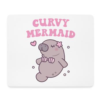 Cute Manatee With Bikini Curvy Mermaid Funny - Mouse Pad (horizontal) - white - Front