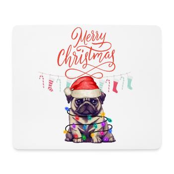 Merry Christmas - Pug, Mops, Weihnachten ugly xmas - Mousepad (Querformat) - Weiß - Vorne