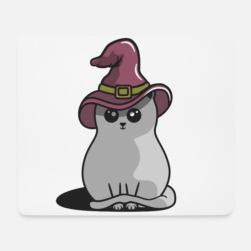 Halloween Katze - Mousepad (Querformat) - Weiß