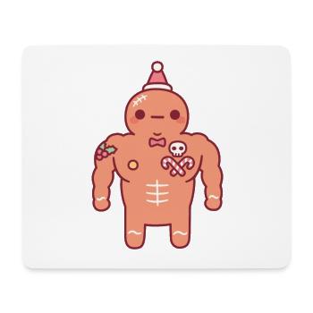 Lustiger muskulöser Lebkuchenmann - Mousepad (Querformat) - Weiß - Vorne