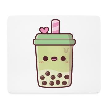 Cute Matcha Latte Boba Tea - Mouse Pad (horizontal) - white - Front