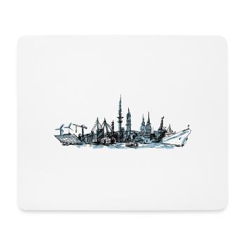 Hamburg gezeichnet - Mousepad (Querformat) - Weiß - Vorne