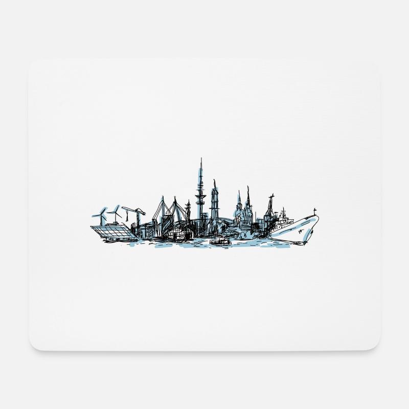 Hamburg gezeichnet - Mousepad (Querformat) - Weiß