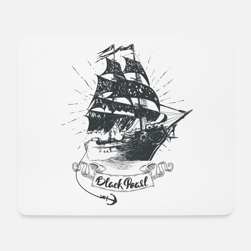 Segelschiff Black Pearl - Mousepad (Querformat) - Weiß