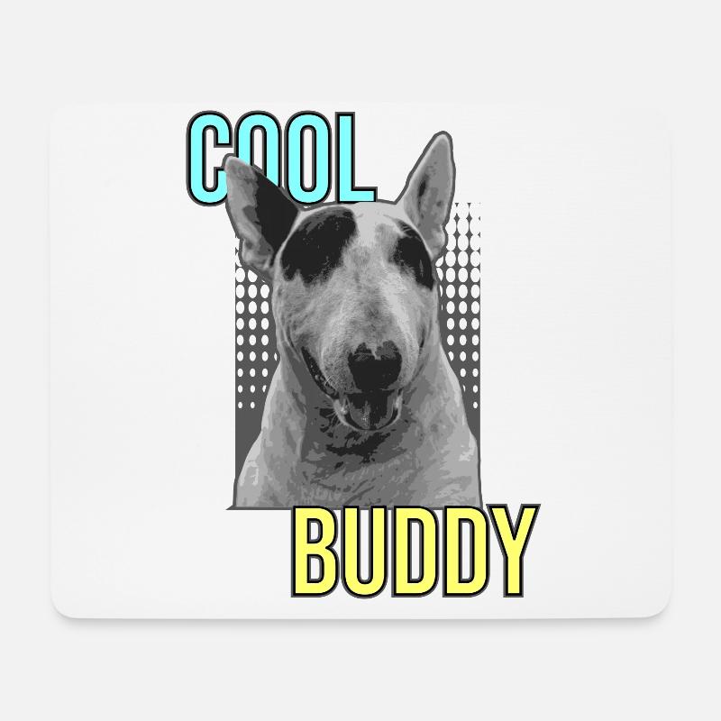Bullterrier "Cool Buddy" - Mousepad (Querformat) - Weiß