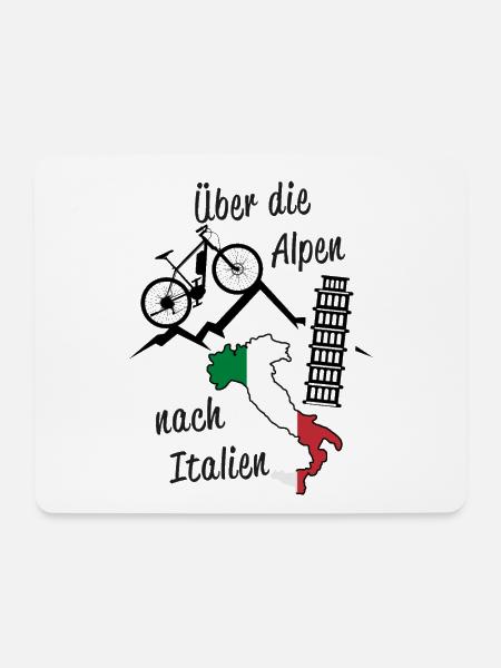 Alpenüberquerung Alpen Italien MTB - Mousepad (Querformat) - Weiß