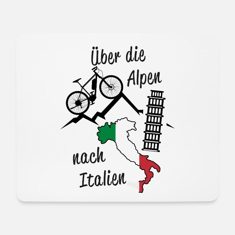 Alpenüberquerung Alpen Italien MTB - Mousepad (Querformat) - Weiß