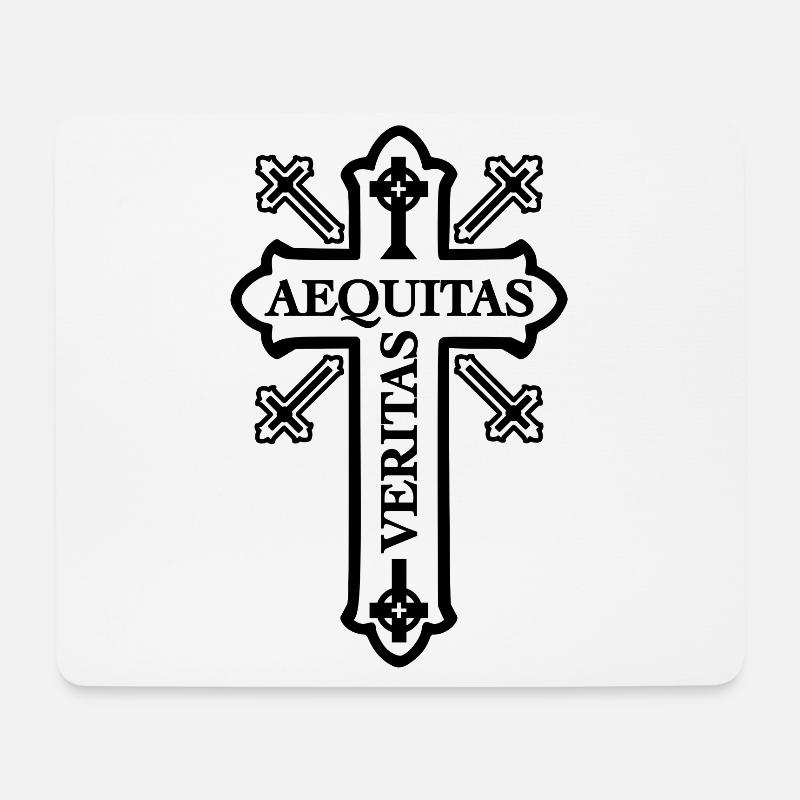 Aequitas Veritas Kreuz - Design 1 schwarz - Mousepad (Querformat) - Weiß