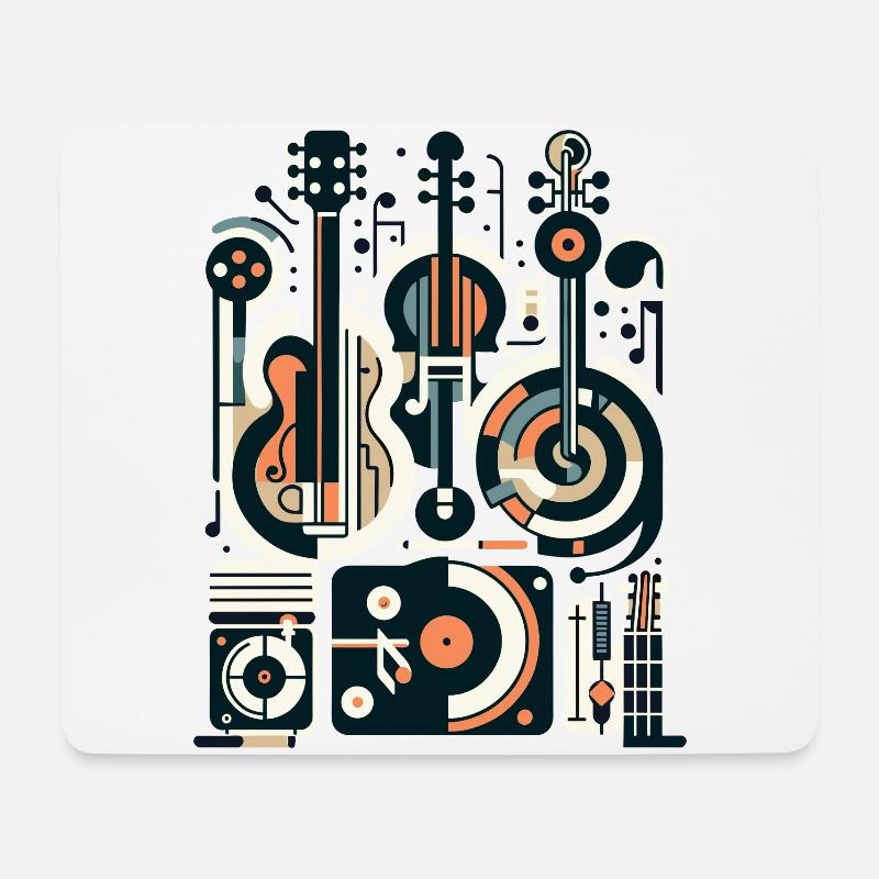Musikinstrumente minimalistisch Kunst - Mousepad (Querformat) - Weiß