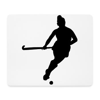 field hockey player silhouette - Mouse Pad (horizontal) - white - Front