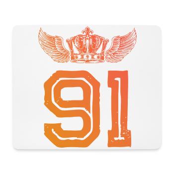 91 Number crown - Mouse Pad (horizontal) - white - Front