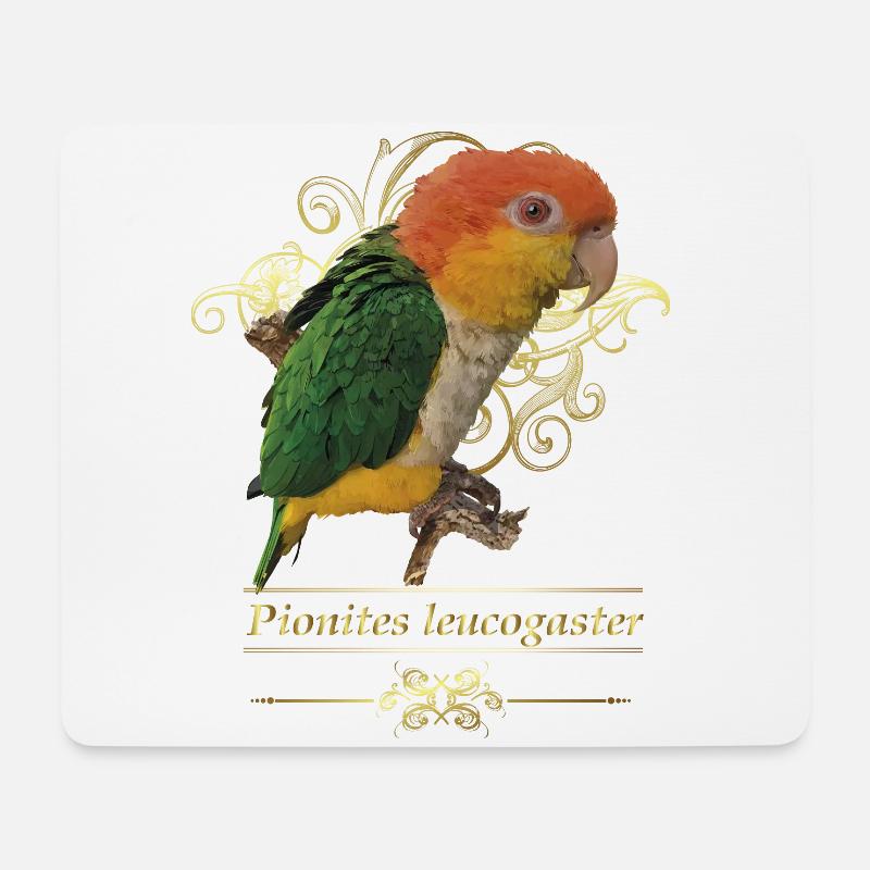Der orangeköpfige Caique - Mousepad (Querformat) - Weiß