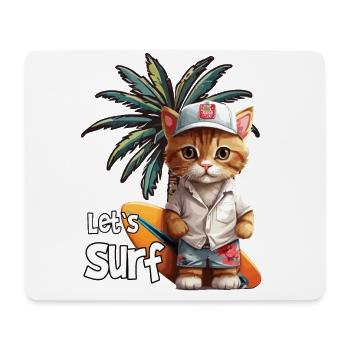 Let's Surf Cat with Surfboard - Mouse Pad (horizontal) - white - Front