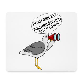 Seagull - Fish Rolls at 9 o'clock Sayings Baltic Sea - Mouse Pad (horizontal) - white - Front