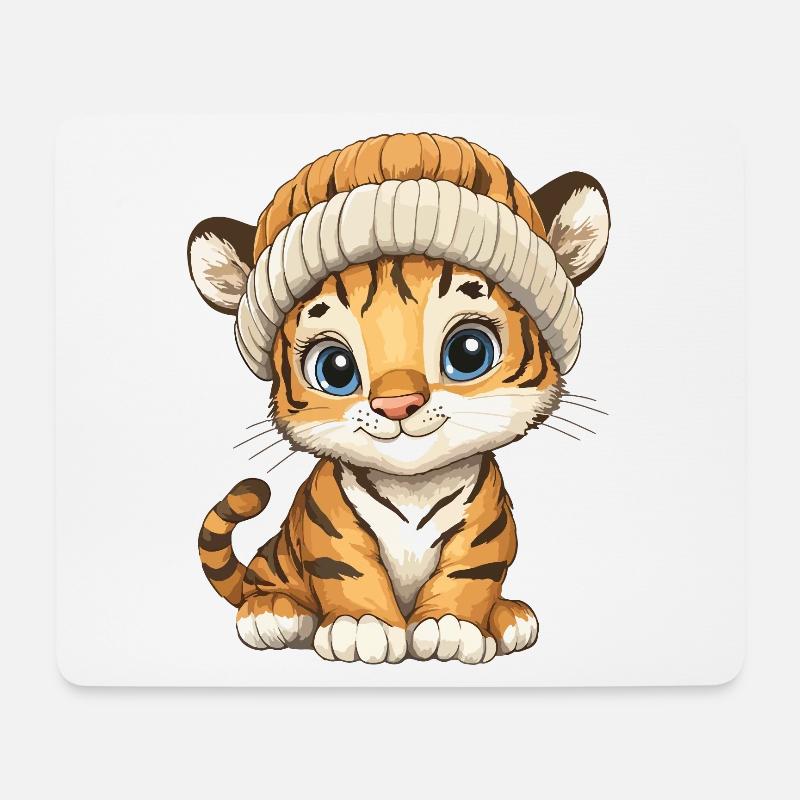 Tiger Süß Niedlich Baby Kinder Tier Cartoon - Mousepad (Querformat) - Weiß