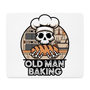 Lustiger Bäcker Skull mit Brot. Alter Mann backt - Mousepad (Querformat) - Weiß - Vorne