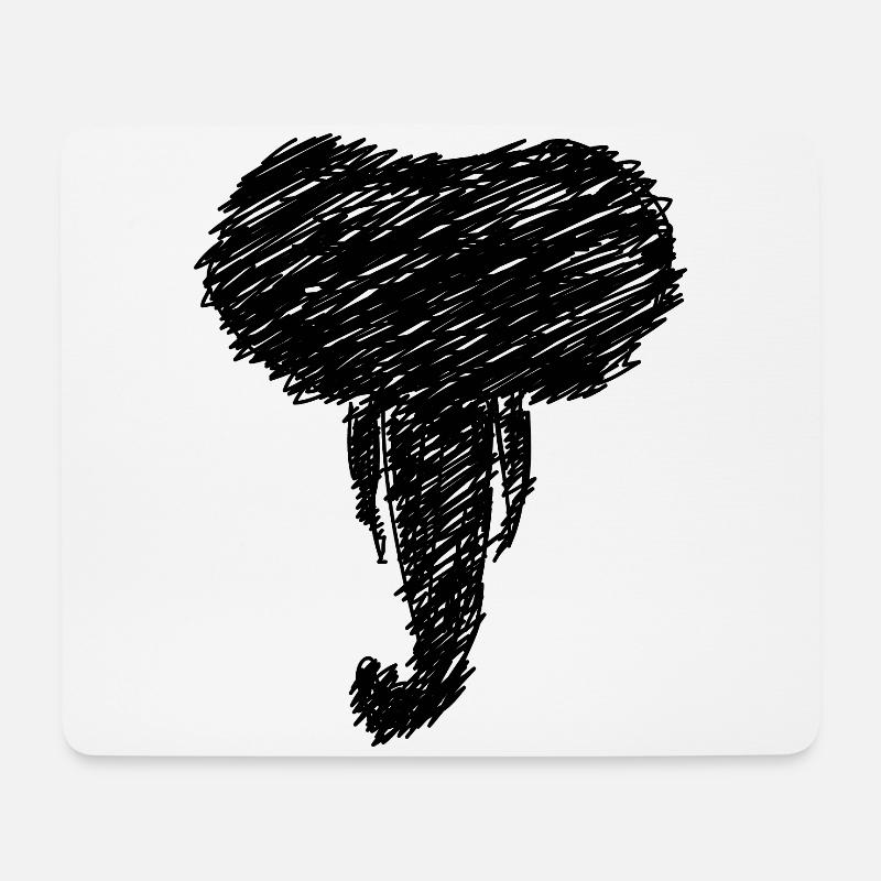 Elefant Kopf Tier Zeichnung Scribble Geschenk - Mousepad (Querformat) - Weiß