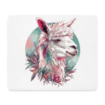 Alpaga Lama Nature animale Zoo Andes Inca Art coloré - Tapis de souris (format paysage) - blanc - Devant