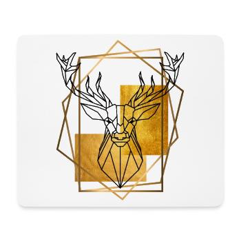 Hirsch Hirschgeweih Tier Geometrisch Gold Kunst - Mousepad (Querformat) - Weiß - Vorne