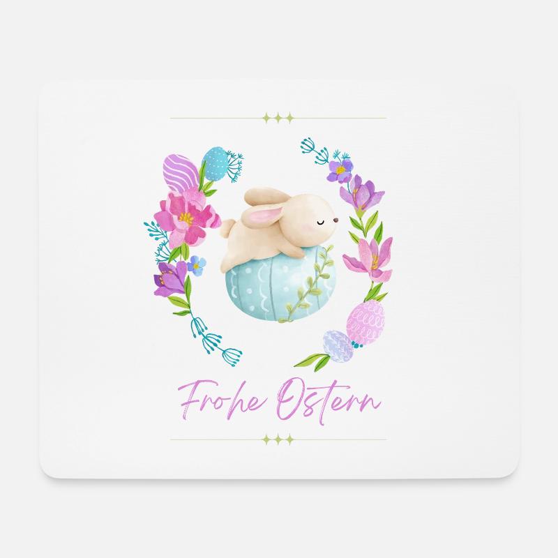 Frohe Ostern - Osterhase - Mousepad (Querformat) - Weiß