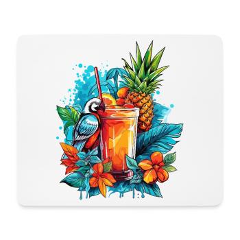 Sommer Cocktail Ananas Papagei Blumen Urlaub Kunst - Mousepad (Querformat) - Weiß - Vorne