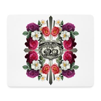 Jésus-Christ, Sacré-Cœur de Jésus, décor de roses - Tapis de souris (format paysage) - blanc - Devant