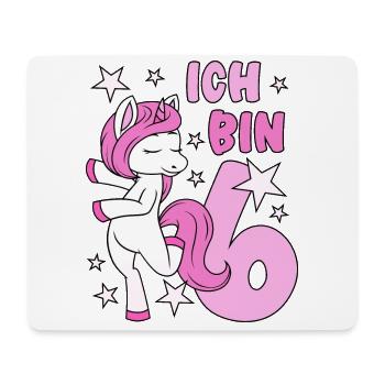 6. Geburtstag Mädchen süßes rosa Einhorn Ich bin 6 - Mousepad (Querformat) - Weiß - Vorne