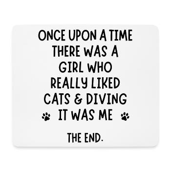 Ein Mädchen, das Katzen und Tauchen wirklich mochte. - Mousepad (Querformat) - Weiß - Vorne