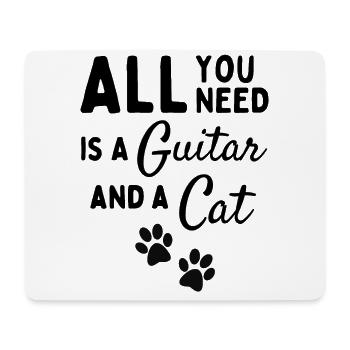 Alles, was Sie brauchen, ist Gitarre und eine Katze - Mousepad (Querformat) - Weiß - Vorne