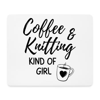 Café et tricot genre de fille. - Tapis de souris (format paysage) - blanc - Devant