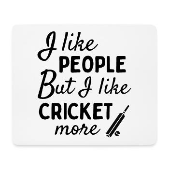 J’aime les gens MAIS j’aime plus le cricket. - Tapis de souris (format paysage) - blanc - Devant
