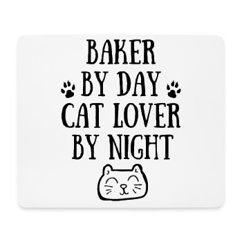 Boulanger de jour. Amoureux des chats la nuit. - Tapis de souris (format paysage) - blanc - Devant