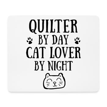 Quilter de jour. Amoureux des chats la nuit. - Tapis de souris (format paysage) - blanc - Devant