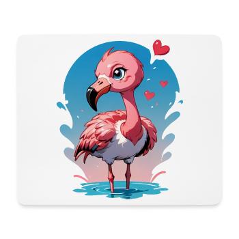 Verschenke diesen süßen Flamingo zum Valentinstag - Mousepad (Querformat) - Weiß - Vorne