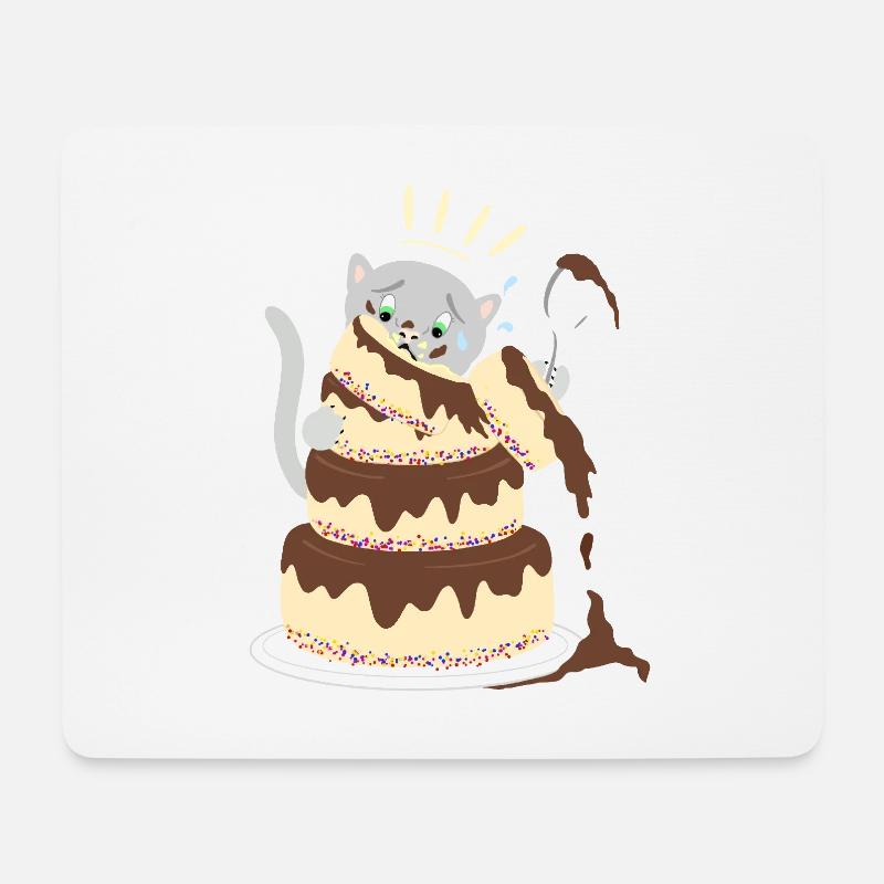 Chat gâteau raté - Tapis de souris (format paysage) - blanc