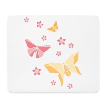 Origami Butterflies - Mousepad (Querformat) - Weiß - Vorne