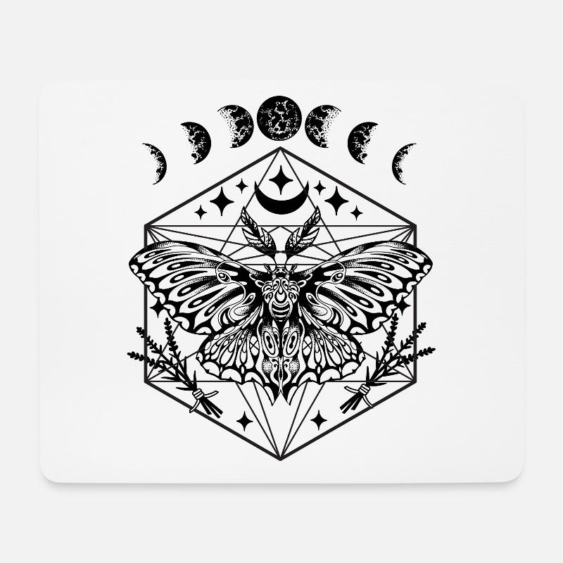 Motte mit Mondphasen Tarot Fantasy Geschenk - Mousepad (Querformat) - Weiß