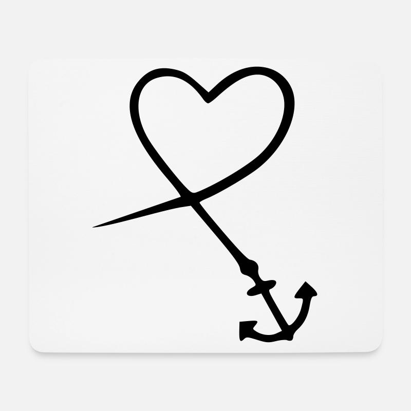 herz anker - Mousepad (Querformat) - Weiß